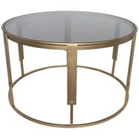 Gold Glass Round Coffee Table - 71 x 41cm