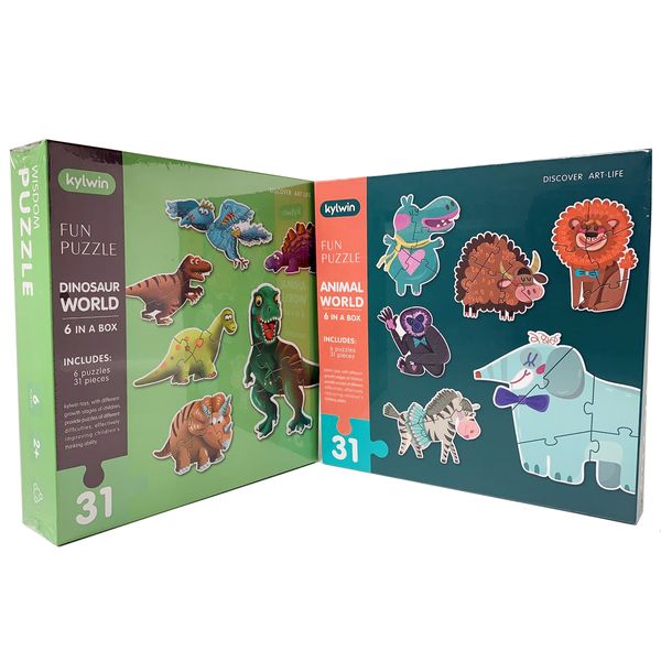 Dinosaur 31 Piece + Animal World 31 Piece Puzzle