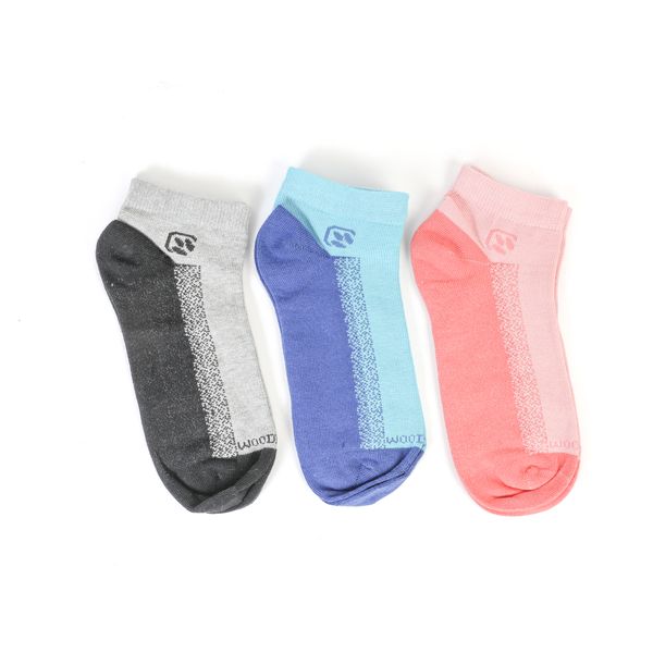 Woodland Ladies Ankle Socks - Triple Pack 2 tone (LBD09)