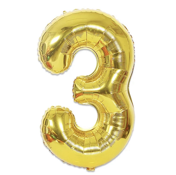 Gold Number 3 Helium Balloon 106cm