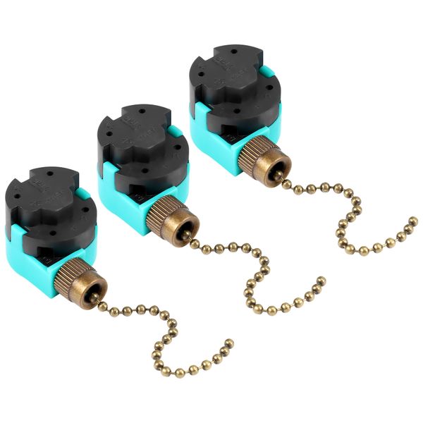 3 Pack Ceiling Fan Switch 3 Speed 4 Wire Zing Ear ZE-268S6 Fan Pull Chain S