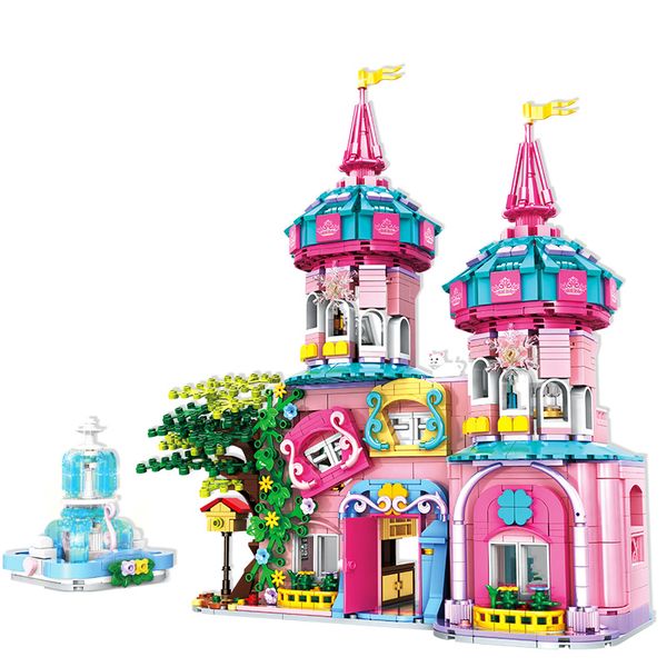 WOMA Fantasy Dream Villa Building Blocks 1586pcs | Pink Castle House |C0233