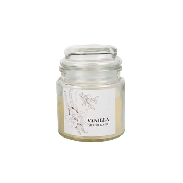 Luxury Scented Candle in Glass Jar with Lid Vanilla (Med)