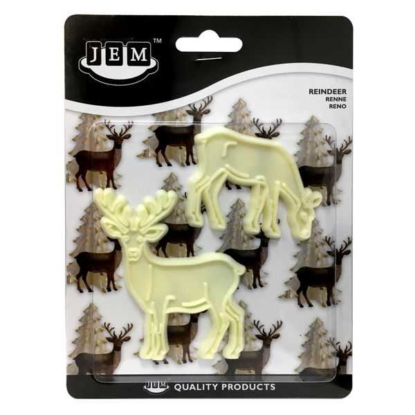 Set of 2 Reindeer Christmas Xmas Design Cutters Icing Sugarcraft Cake Decor