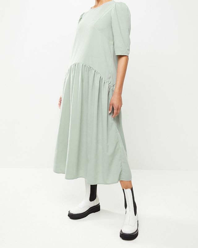 Women's Missguided Curved Waist Midi Smock Dress Short Sleeve - Sage ...