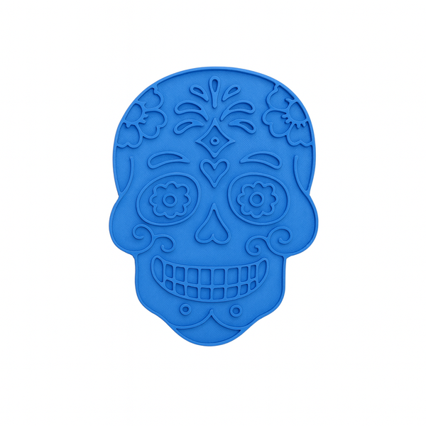 Sugar Skull Cookie Cutter and Fondant Stamp - 3D Printed - Blue (10 cm)