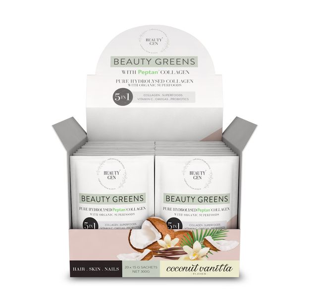 Beauty Greens Hydrolysed Peptan Collagen 5 in 1 - Coconut Vanilla sachets