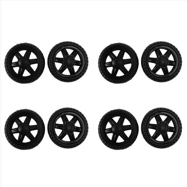 Rubber Hot Wheel Travelling Luggage Cart - Black (8 Pieces)