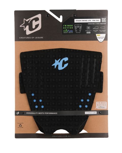 Creatures Ethan Ewing Lite Pin Tail Ecopure Surfboard Traction : Black Cyan