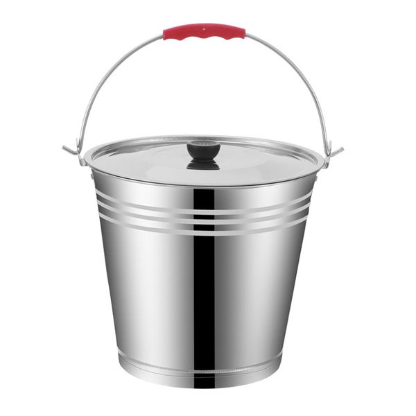 Bucket Stainless Steel With Lid Stainless Steel - Home Essentials