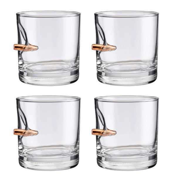 Myso Whiskey Glass with Bullet - Non-Toxic Handcrafted Quality - Set of 4