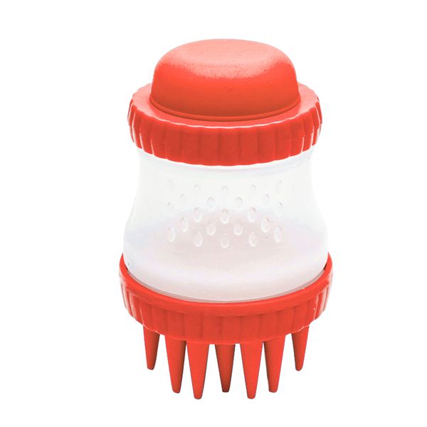 Pet Bath Shampoo Dispenser Brush Massage Comb - Red