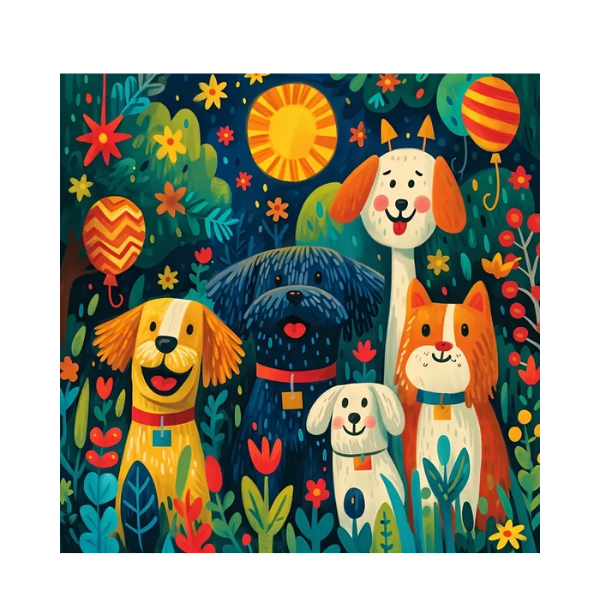 Beautiful Dog Family Diamond Dot Painting - 30x30cm