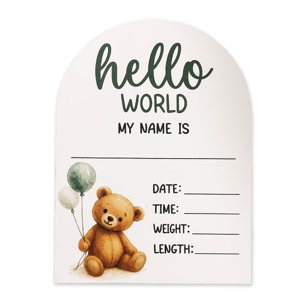 Cute Vintage Teddy Bear Design Hello World Disc For Baby Birth Announcement