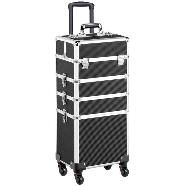 4 in 1 Professional Makeup Trolley Nail Technician Vanity Case Train Case