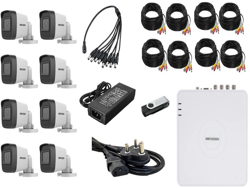 Hikvision 8-Ch Kit: Zatech 20m Cables Included & Flash Drive