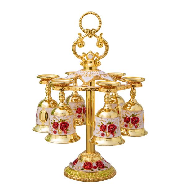 European Style Zinc Alloy Wine Cup Goblet Wine Holder Set