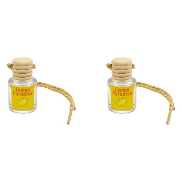 2 Pack - Wooden Car Aromatherapy Pendant - Lemon Paradise - Yellow