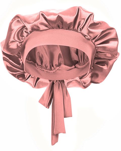 Selphies Satin Bonnet Sleeping Night Cap - Head Wrap - Blush Pink
