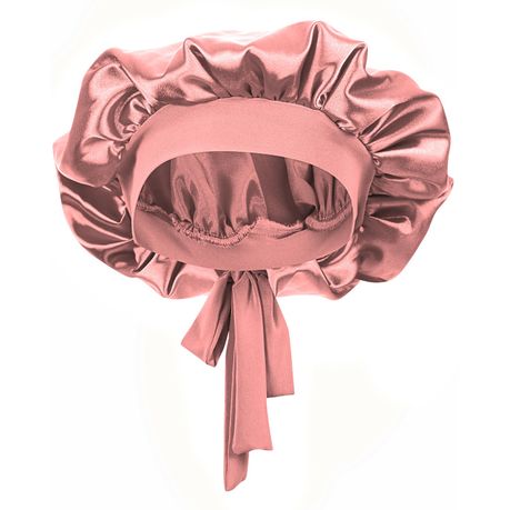 Selphies Satin Bonnet Sleeping Night Cap - Head Wrap - Blush Pink