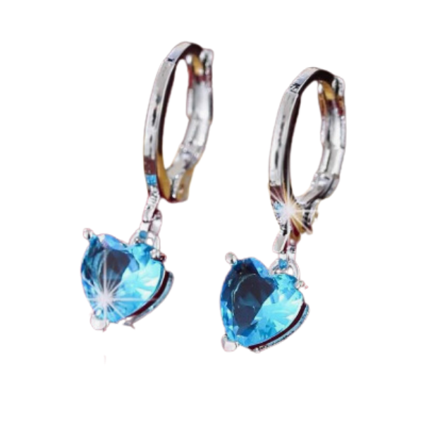 CZ Heart Drop Earrings