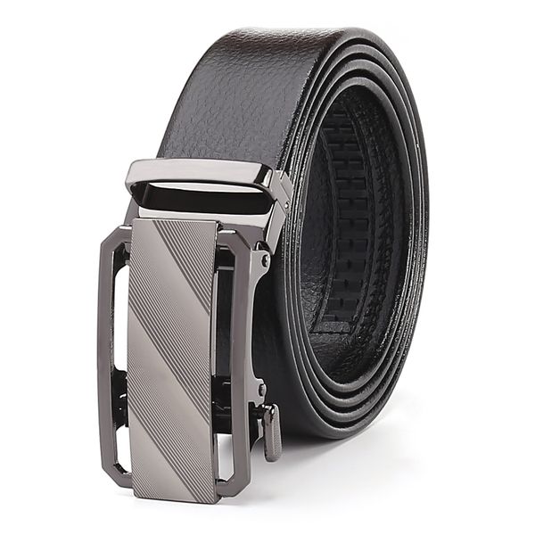 Openwork Diagonal Pattern Decorated Buckle Men Belt Business Casual Fashion