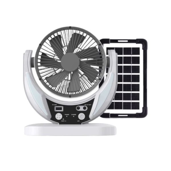 6" Rechargeable Solar Fan With 4500mah Battery And 6V 4W Solar Panel OP050