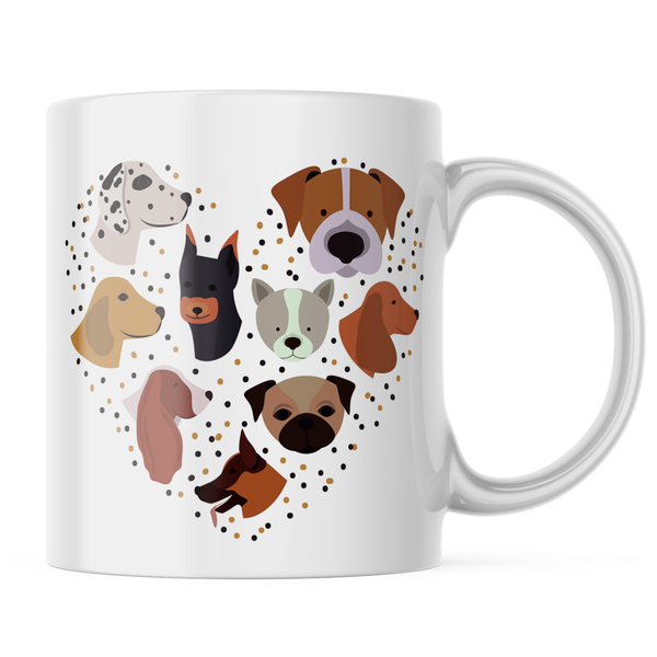 Ceramic Doggy heart Mug - White - 11 OZ