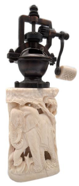 Unique African Hand Carved Elephant Inspired Old Style Pepper Grinder
