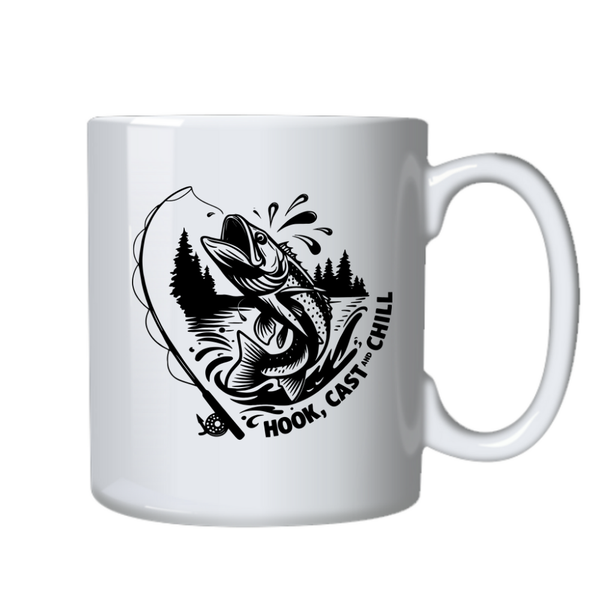 Hook Cast Chill Fishing Ideal Dad Fisherman Gift Writing Mug Cup 402