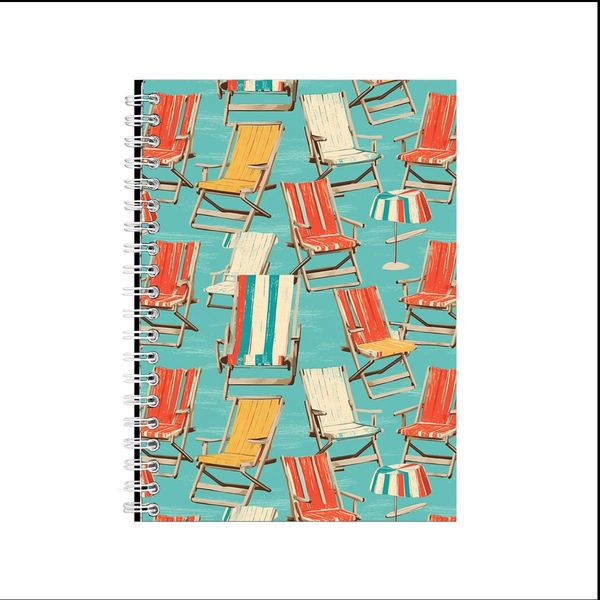 Sun Chair A5 Notebook Pad Lines for Ocean Lovers Trendy Graphic Present 038