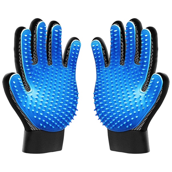 Gentle De-Shedding Pet Grooming Glove Brush &amp; Massage Tool - Black/Blue