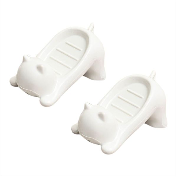 Cartoon Cat Soap Box Cute Plastic Soap Draining Holder Decorative Soap Stor