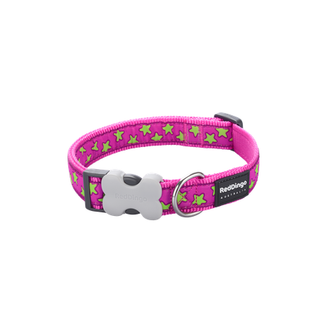 Red Dingo Design Collar - Stars Lime on Hot Pink - Pink XS Image