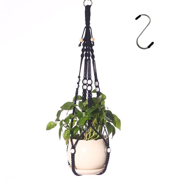 Black Cotton Rope Plant Hanger image