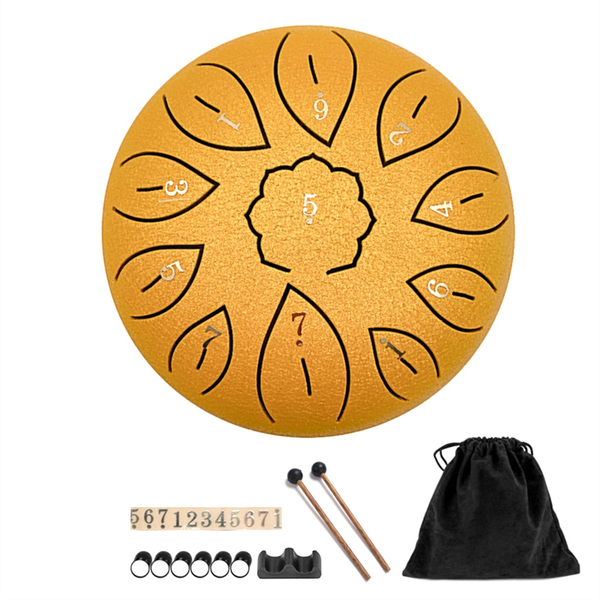 Steel Tongue Drum 11 Notes 6 Inches Chakra Tank Drum Steel Black