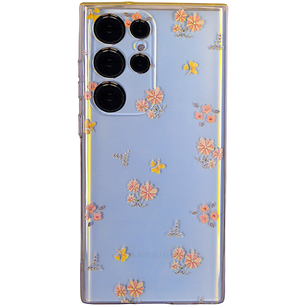 Clear - Case with Small Candy Flower Heads &amp; Pro Cam - Samsung S23 Ultra