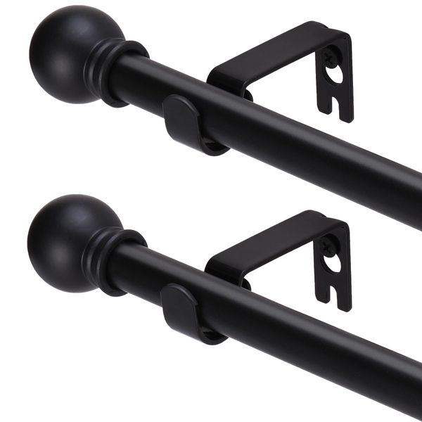 2-Pack Curtain Rod Pair - Adjustable Drapery Set for Windows- 66-120 Inch