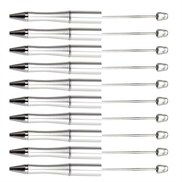 Diy Beaded Pens Rotating Plastic Beaded Ballpoint Pen Shaft (Silver)