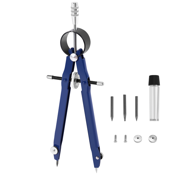 Geometry Set with Lock, Math and Precision Compass, Metal(blue)