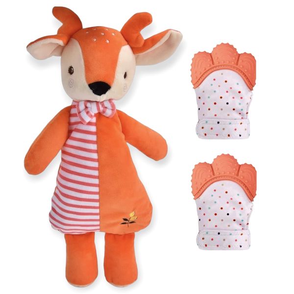 Comfort Soft Toy and Teething Mittens Fawn - Baby Emotional Comfort