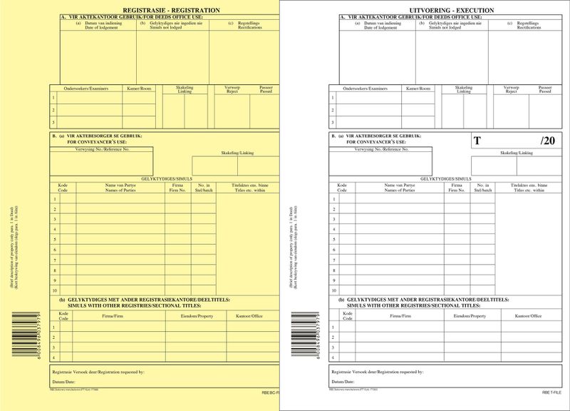 High Court Registration Cancellation &amp; Execution Cover Tranfer Forms 50's