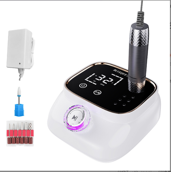Professional Electric File, 45000 rpm, 6 Milling Heads, White, Complete Set