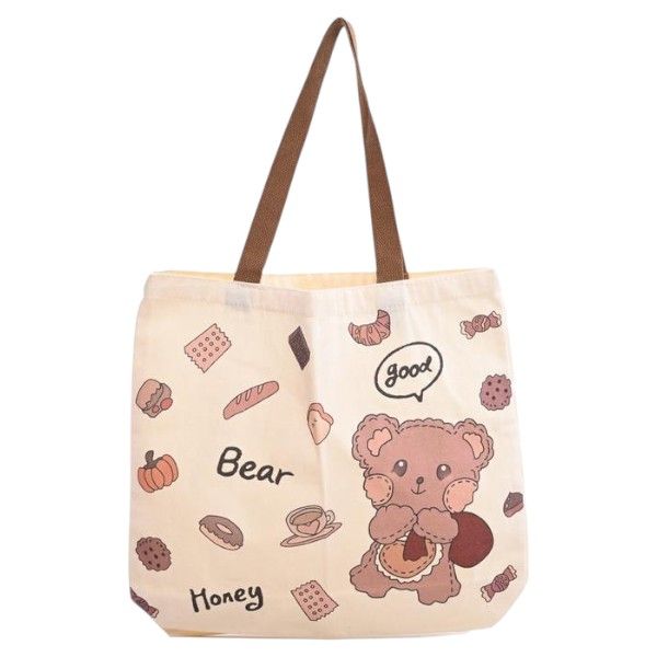 Bear Honey Canvas Tote Bag - Brown