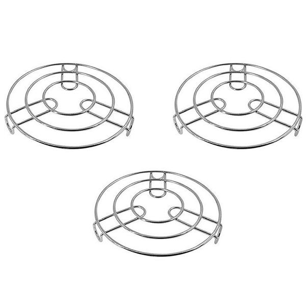 3 Piece Silver Stainless Steel Heavy Cooker Stand