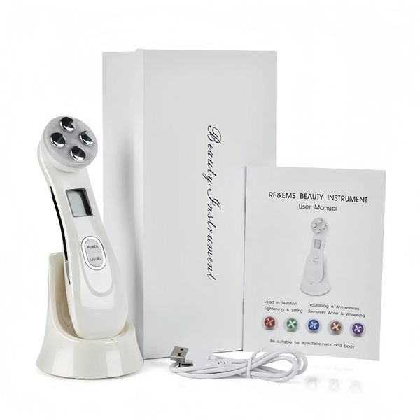 RF &amp; EMS Facial Beauty Device with 6 LED Light Modes