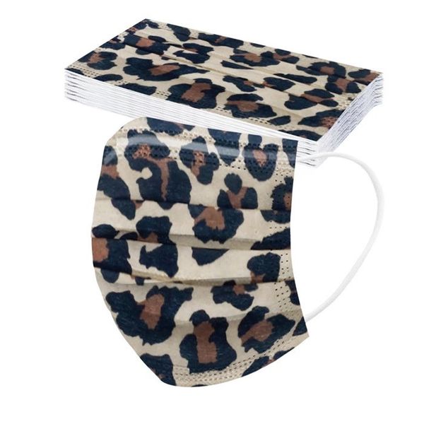 Leopard print disposable 3 ply masks - 10 in a pack