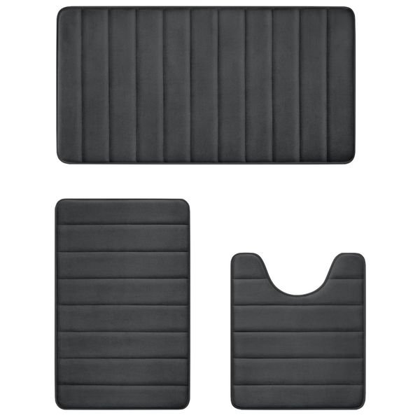 Decor 3 Piece Luxury Non-Slip Bath Mat Set - Quick-Dry Coral Fleece Rugs