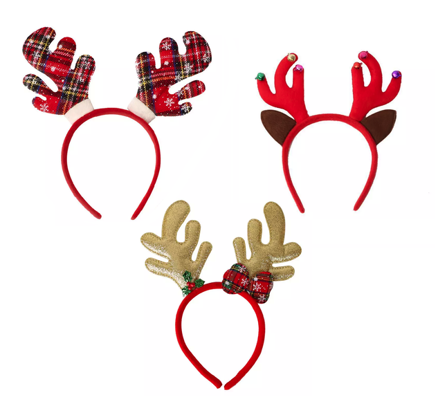 3PCS Reindeer Christmas Headbands for Dress up - 3 Set Antlers