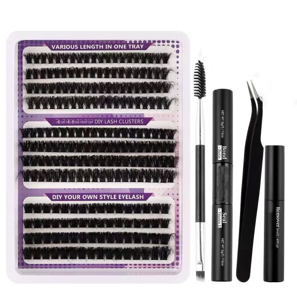 224 Pieces Thick Cluster Eyelash Extensions 10-16mm DIY False Eyelashes Set